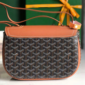 233 BAG 25 IN TAN CALFKIN AND BLACK GOYARDINE CANVAS