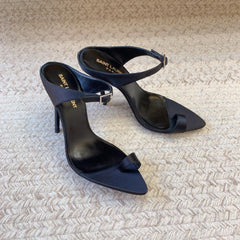 GAP CRYSTAL-BUCKLE SLIDE SANDALS IN BLACK SILK