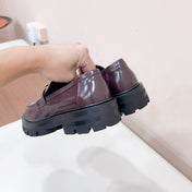 MARGARET LOAFER WITH TRIOMPHE CHAIN IN POLISHED BULL DEEP BROWN