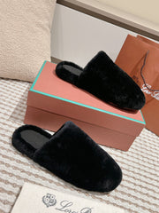 LP NATURAL WINTERCOZY WOOL BLACK SLIPPERS