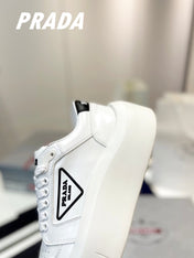 PRA DOWNTOWN THICK-SOLE SNEAKERS WHITE CALFSKIN