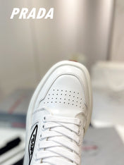 PRA DOWNTOWN THICK-SOLE SNEAKERS WHITE CALFSKIN