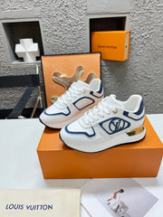 LV WOMEN SNEAKER IN WHITE MIX BLUE CALFSKIN