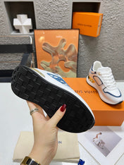 LV WOMEN SNEAKER IN WHITE MIX BLUE CALFSKIN