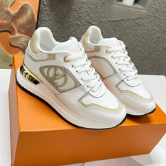 LV WOMEN SNEAKER IN WHITE MIX BEIGE CREAM CALFSKIN