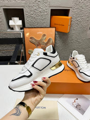 LV WOMEN SNEAKER IN WHITE MIX BLACK CALFSKIN