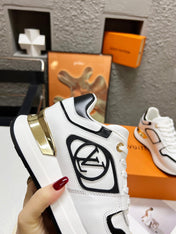 LV WOMEN SNEAKER IN WHITE MIX BLACK CALFSKIN