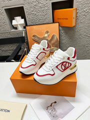 LV WOMEN SNEAKER IN WHITE MIX CHERRY RED CALFSKIN