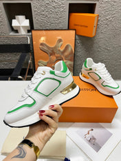 LV WOMEN SNEAKER IN WHITE MIX GREEN CALFSKIN