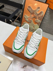 LV WOMEN SNEAKER IN WHITE MIX GREEN CALFSKIN