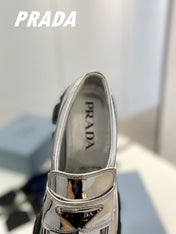 PRA BRUSHED LEATHER MONOLITH LOAFERS SILVER