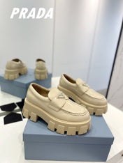 PRA BRUSHED LEATHER MONOLITH LOAFERS BEIGE