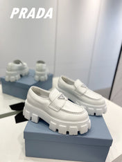 PRA BRUSHED LEATHER MONOLITH LOAFERS WHITE