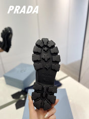 PRA BRUSHED LEATHER MONOLITH LACE-UP LOAFERS GLOSSY BLACK