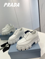 PRA BRUSHED LEATHER MONOLITH LACE-UP LOAFERS WHITE