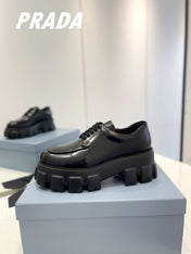 PRA BRUSHED LEATHER MONOLITH LACE-UP LOAFERS BLACK