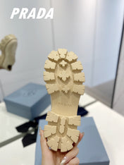 PRA BRUSHED LEATHER MONOLITH LACE-UP LOAFERS BEIGE