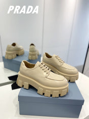 PRA BRUSHED LEATHER MONOLITH LACE-UP LOAFERS BEIGE