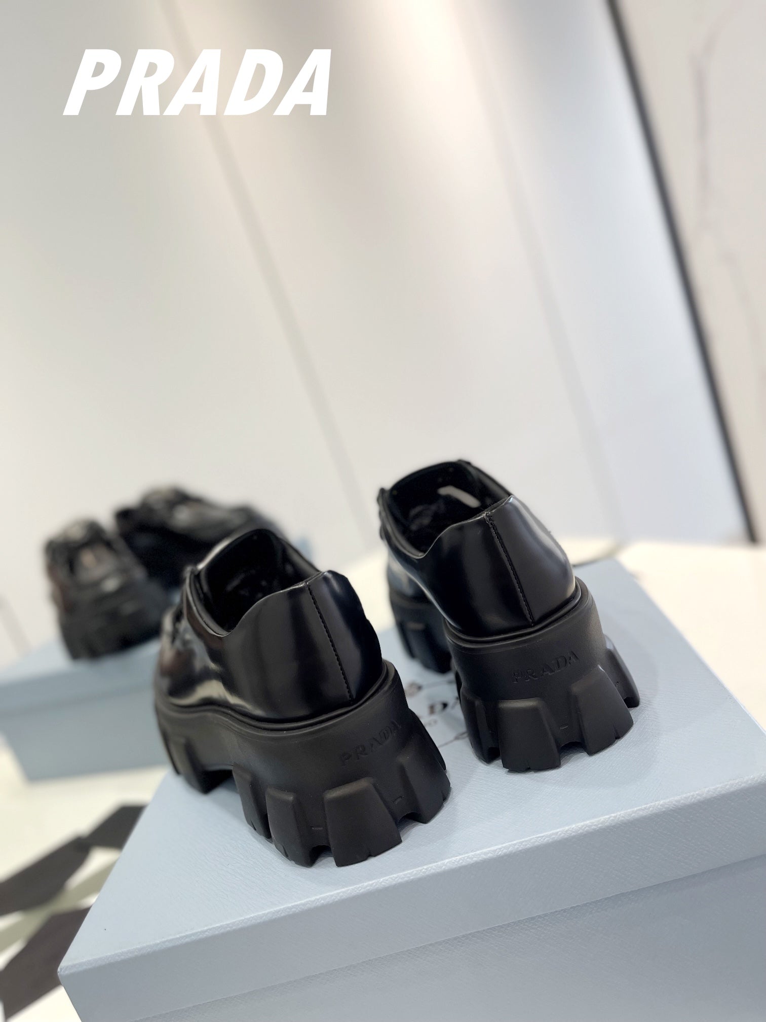 PRA MONOLITH LACE-UP LOAFERS BLACK CALFSKIN