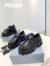 PRA MONOLITH LACE-UP LOAFERS BLACK CALFSKIN