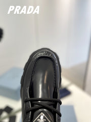 PRA MONOLITH LACE-UP LOAFERS BLACK CALFSKIN