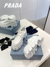 PRA MONOLITH LACE-UP LOAFERS WHITE CALFSKIN