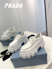 PRA MONOLITH LACE-UP LOAFERS WHITE CALFSKIN
