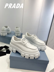PRA MONOLITH LACE-UP LOAFERS WHITE CALFSKIN