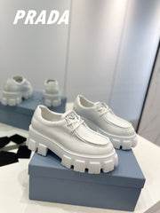 PRA MONOLITH LACE-UP LOAFERS WHITE CALFSKIN
