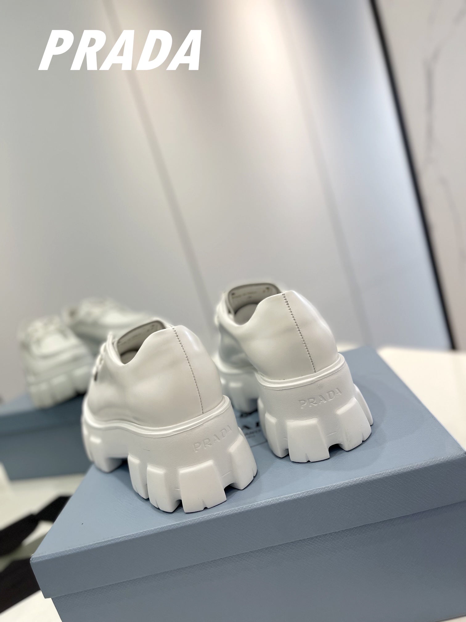 PRA MONOLITH LACE-UP LOAFERS WHITE CALFSKIN