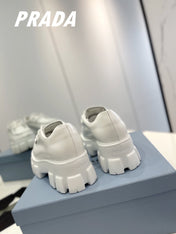 PRA MONOLITH LACE-UP LOAFERS WHITE CALFSKIN