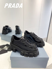 PRA MONOLITH LACE-UP LOAFERS GLOSSY BLACK CALFSKIN