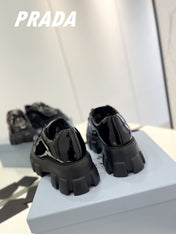 PRA MONOLITH LACE-UP LOAFERS GLOSSY BLACK CALFSKIN