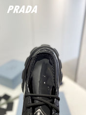 PRA MONOLITH LACE-UP LOAFERS GLOSSY BLACK CALFSKIN