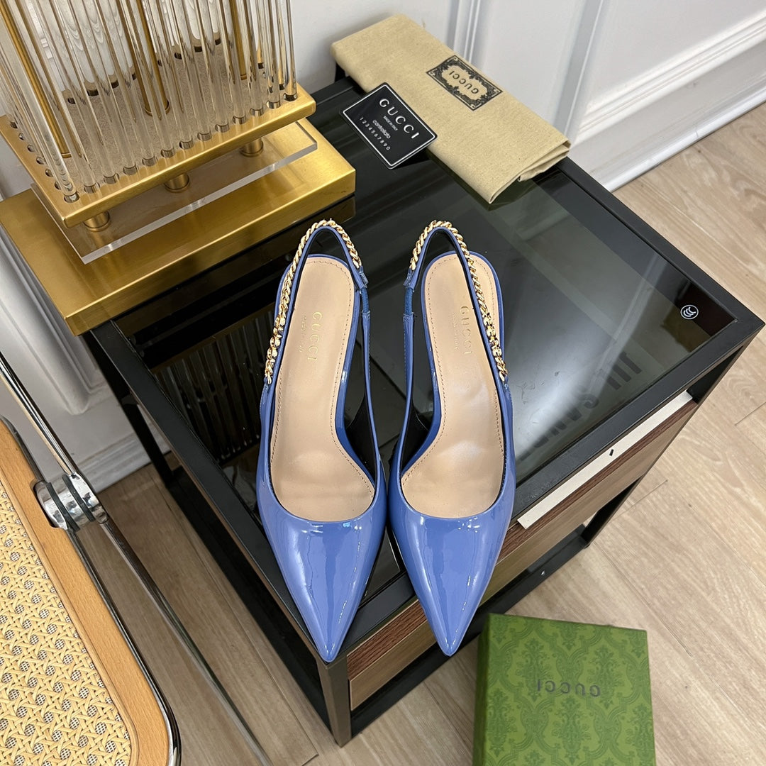 GG SIGNORIA SLINGBACK PUMP CERULEAN LAMBSKIN