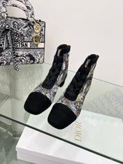 DIOR 25S NAUGHTILY-D ANKLE BOOTS 35 MM IN BLACK MESH TULLE AND SUEDE STYLE 3