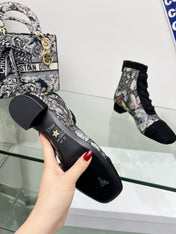 DIOR 25S NAUGHTILY-D ANKLE BOOTS 35 MM IN BLACK MESH TULLE AND SUEDE STYLE 3