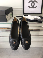 ballet flat black quilted gold cc lock