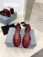 Pra Slingback 40 Square Sole Wine Patent Leather