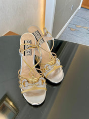 GG CRYSTAL HORSEBIT SANDAL SIVER LAMBSKIN