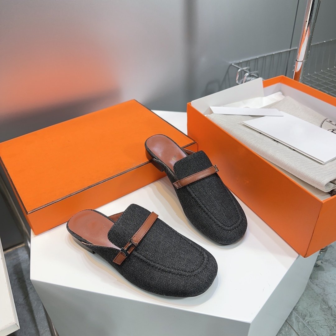 Lena Mule Black Denim