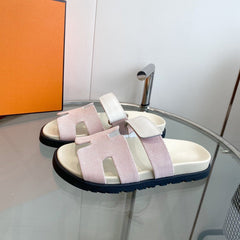 Chypre Canvas Sandal White Pink Leather