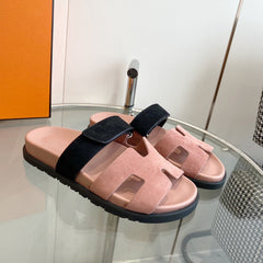 Chypre Sandal Suede Pink Chapas / Black