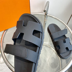 Chypre Sandal Black Mastic Calfskin Leather