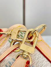 NANO NOÉ 16 IN PISTACHIO DAMIER GIANT CANVAS GOLD HARDWARE