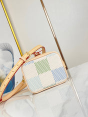 NANO NOÉ 16 IN PISTACHIO DAMIER GIANT CANVAS GOLD HARDWARE