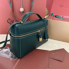 EXTRA BAG L27 IN PEACOCK BLUE SMOOTH CALFSKIN WITH GOLD HARDWARE