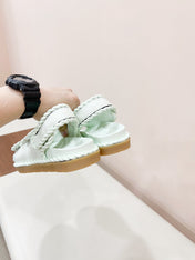 REFINED DAD SANDAL IN WHITE LAMBSKIN