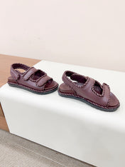 REFINED DAD SANDAL IN WINE RED LAMBSKIN