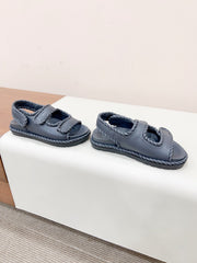 REFINED DAD SANDAL IN BLACK LAMBSKIN